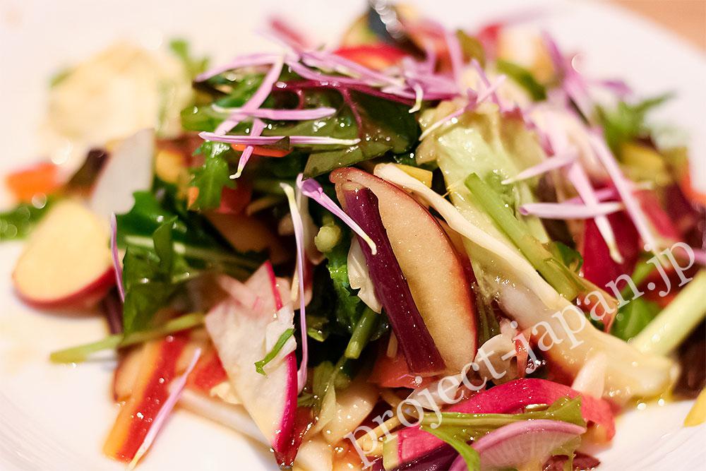Early winter vegetable salad with Shinshu-apples